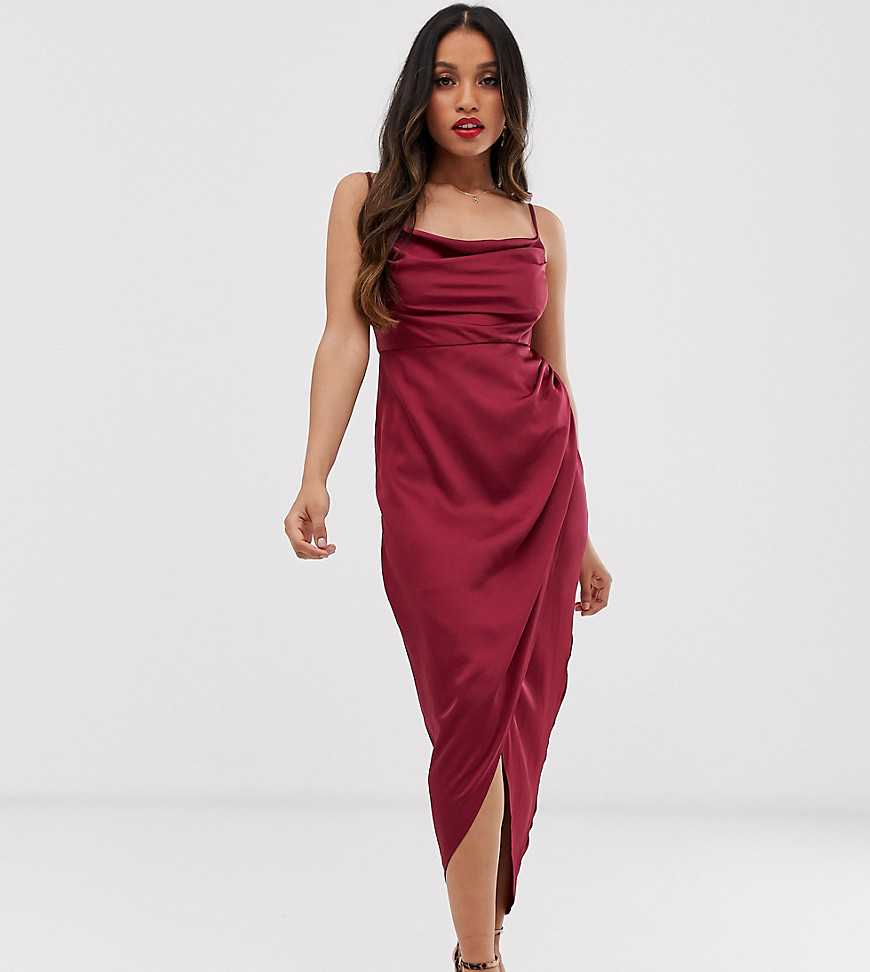 Forever New Petite cowl neck midi dress in wine red