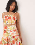 [Forever New Petite] Forever New Petite crop top in red fruit print (part of a set)-Multi 16 Red Fruit Print
