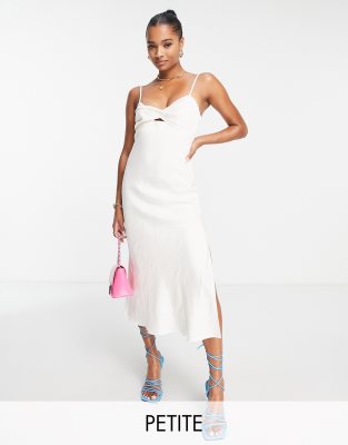 Forever New Petite Forever New Petite cut out midi dress in ivory-White