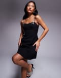 [Forever New Petite] Forever New Petite diamante detail mini dress in black 8 Black