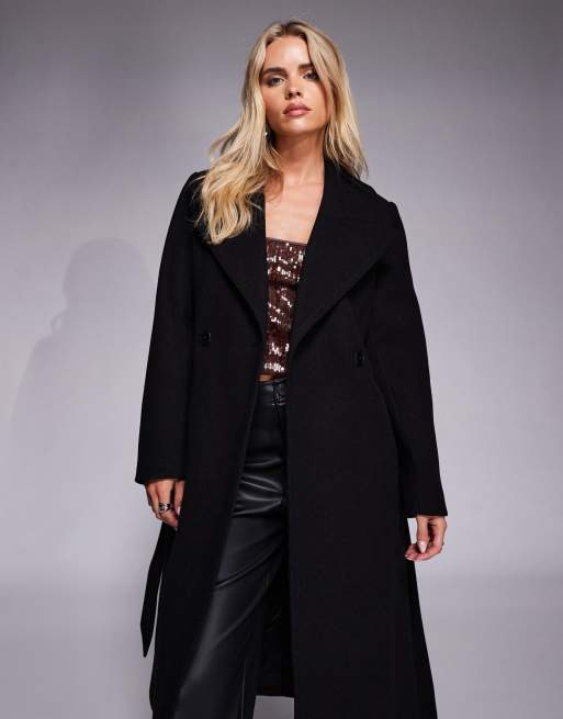 Forever New Petite – Elegancki kopertowy płaszcz w czarnym kolorze, 2 z 4
