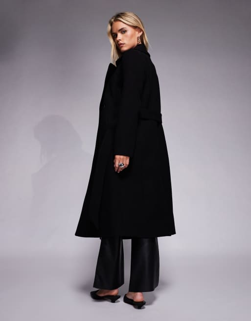 Forever New Petite – Elegancki kopertowy płaszcz w czarnym kolorze, 3 z 4