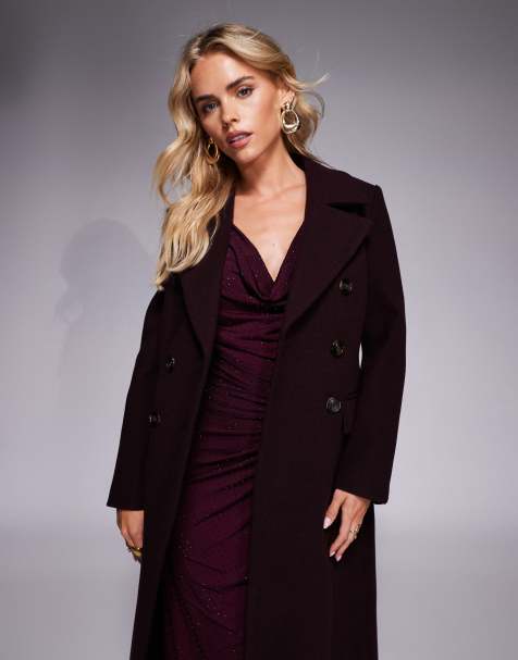 Forever New Petite – Eleganter Longline-Midaxi-Mantel in tiefem Pflaume - view 1