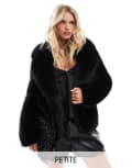 Forever New Petite faux fur coat in black