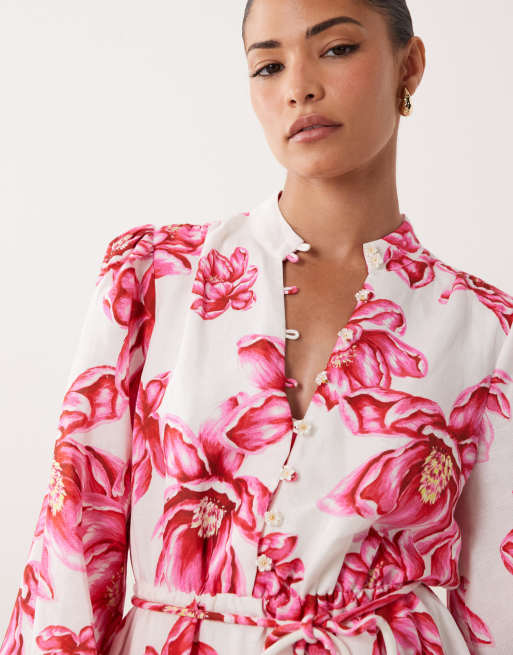 Forever New Petite fluted mini dress in bright floral, 4 of 4