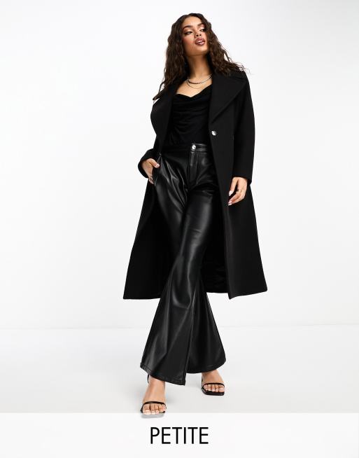 Petite black wrap coat on sale