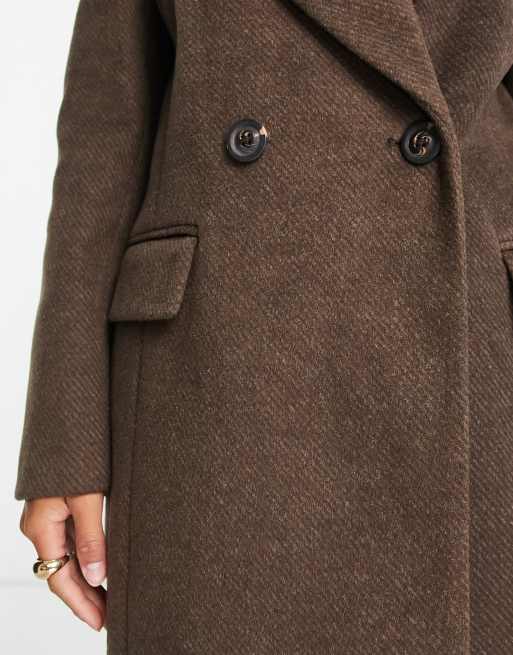 Forever New Petite - Formel longline-frakke i chokoladebrun i afslappet pasform, 3 af 4