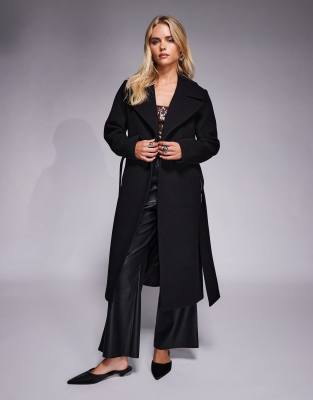 Forever New Petite - Formeller Wickelmantel in Schwarz