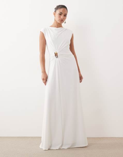Forever New Petite gathered hardware maxi dress in porcelain - view 1