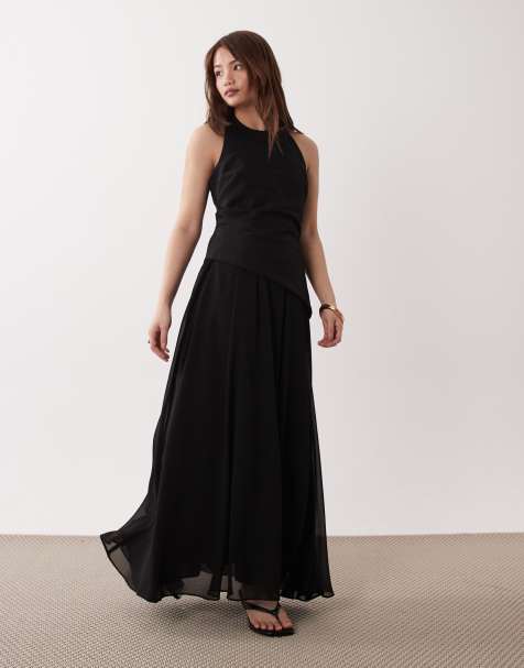 Forever New Petite godet maxi dress in black - view 1