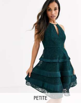 green lace mini dress