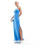 [Forever New Petite] Forever New Petite halterneck contrast maxi dress in baby blue 10 Baby blue