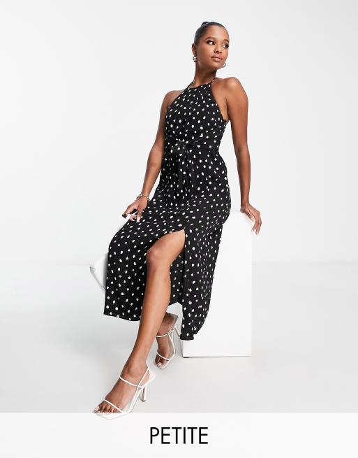 Forever New Petite halterneck midi dress in polka dot