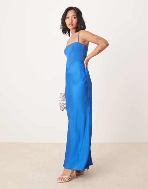 Forever New Petite square neck corset maxi dress in cobalt