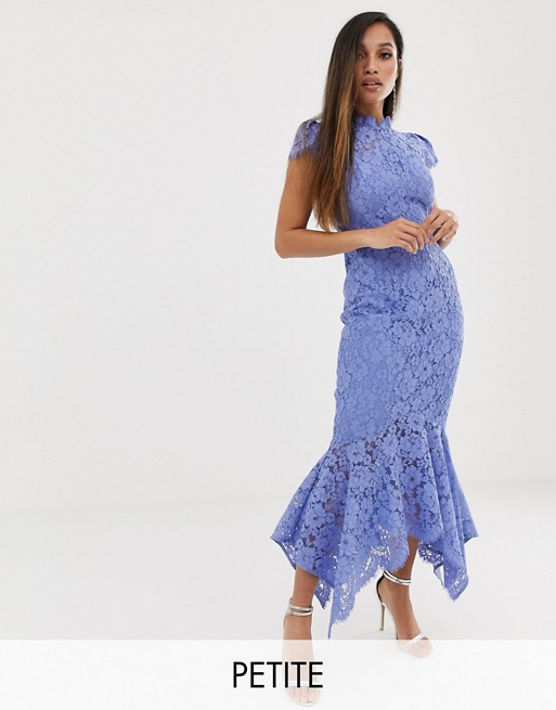 Forever New Petite lace maxi dress with fishtail hem in blue