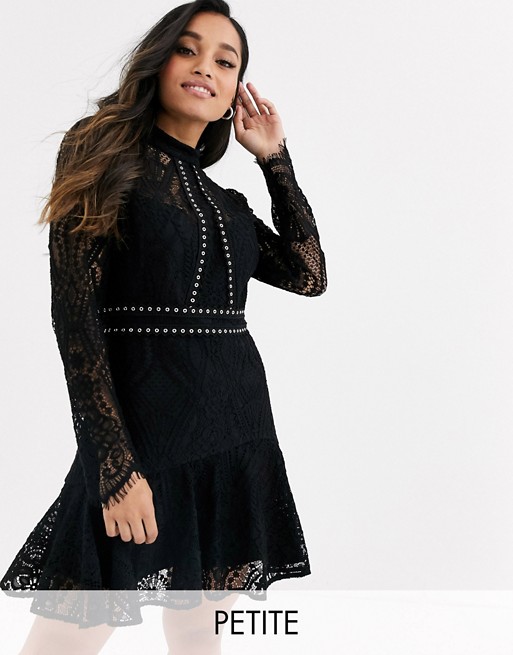 Forever New Petite lace mini dress in black