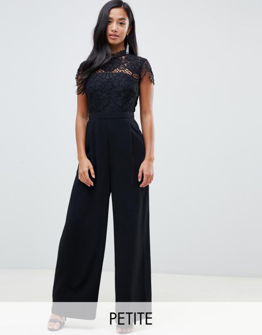 Black jumpsuit lace hot sale top