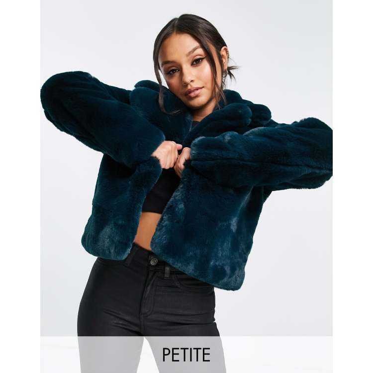 manteau fausse fourrure vert émeraude