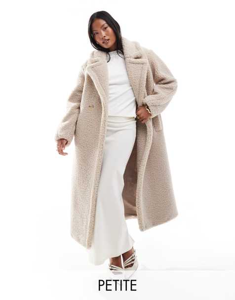 Forever New Petite - Manteau long et duveteux - Beige - view 1