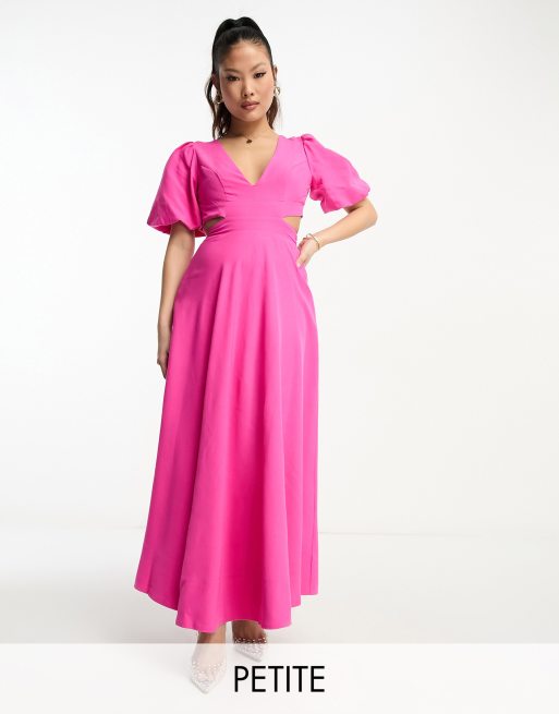 Forever New Petite Maxi jurk met pofmouwen in roze