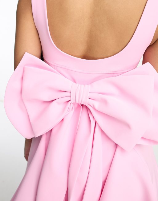 Forever New Petite - Mini jurk met strik achter in pastel roze, 3 van 4