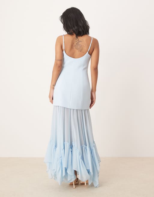Forever New Petite – Niebieska prześwitująca sukienka maxi, 2 z 4