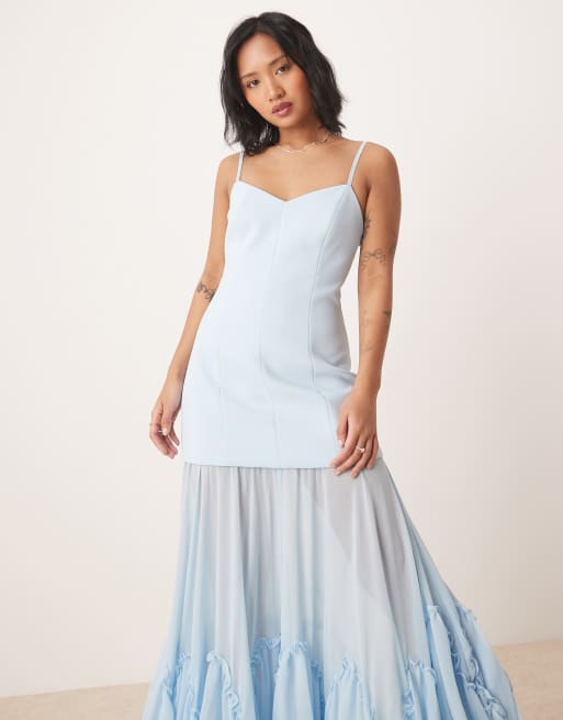 Forever New Petite – Niebieska prześwitująca sukienka maxi, 4 z 4