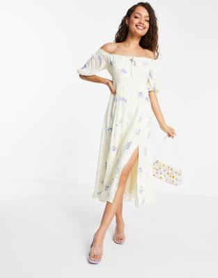 ditsy off the shoulder dress