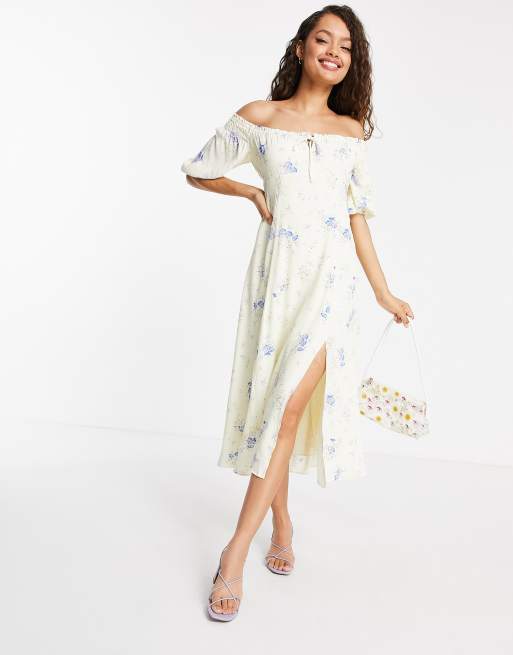 期間限定キャンペーン Shoulder Off ワンピース ドレス ミドル丈 ワンピース レディース Petite New Forever フォーエバーニュー Tea Yel Ditsy In Dress Midi ロング マキシ丈 Sutevalle Org