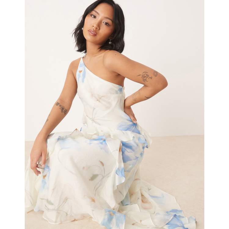 strapless open back dress 100% Cotton Ivory One Shoulder Mini Dress - All Dresses main image 0