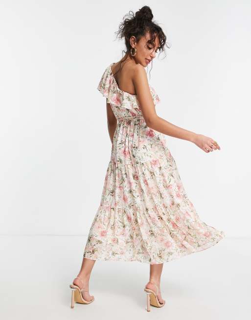 Blush floral hot sale midi dress