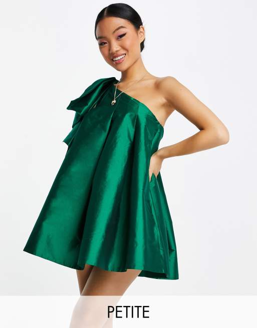 Green one best sale shoulder mini dress