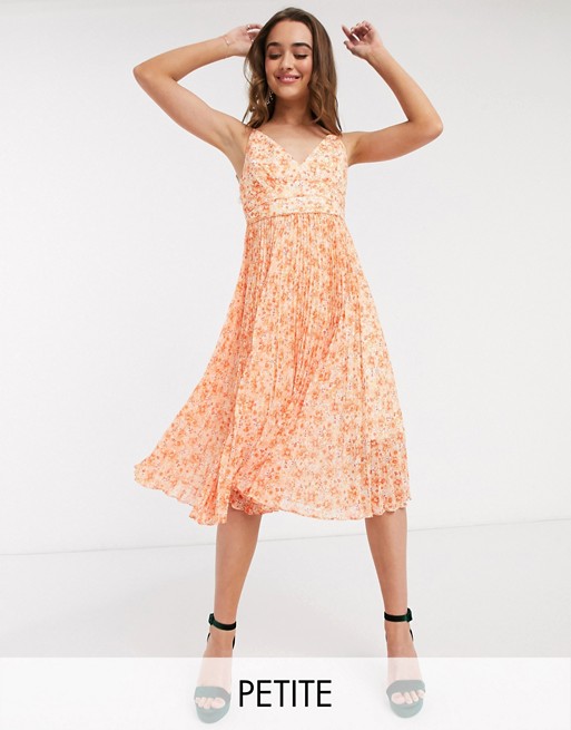Forever New Petite pleated midi dress in orange floral