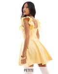 [Forever New Petite] Forever New Petite ruffle shoulder mini dress in yellow 4 Yellow