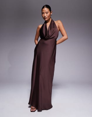 forever 21 brown satin dress Forever 21 Contemporary bronze satin viscose midi length slip dress, sz XS,  NWT