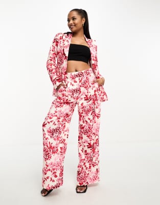 Forever New Petite Forever New Petite satin trouser co-ord in red floral print