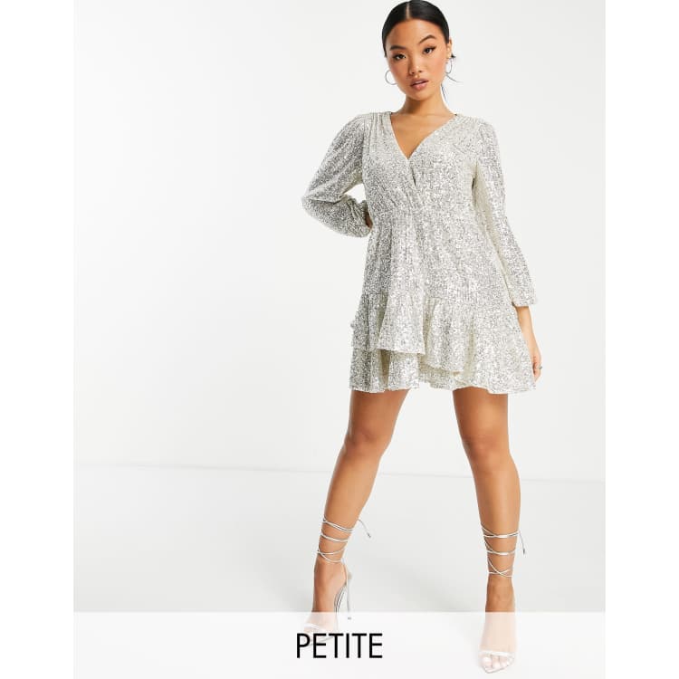 Forever new sequin flippy hem mini 2025 dress in silver