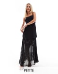 [Forever New Petite] Forever New Petite sheer embellished maxi dress in black 4 Black