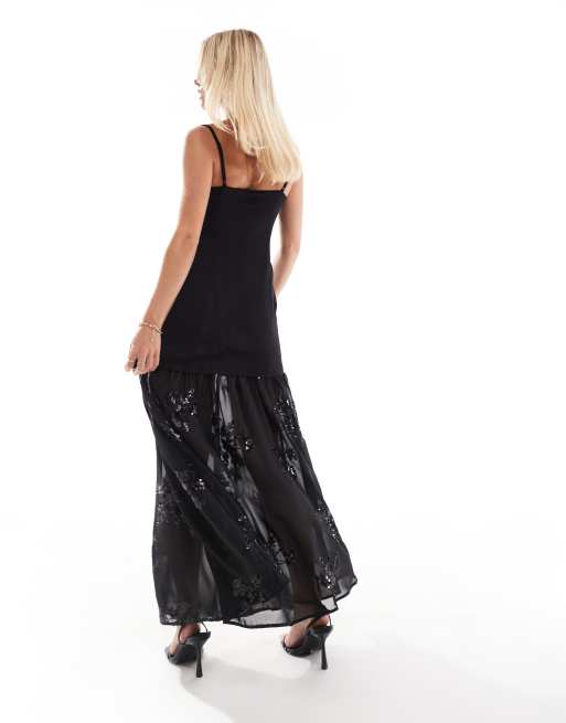 Forever New Petite sheer embellished maxi dress in black, 4 of 4