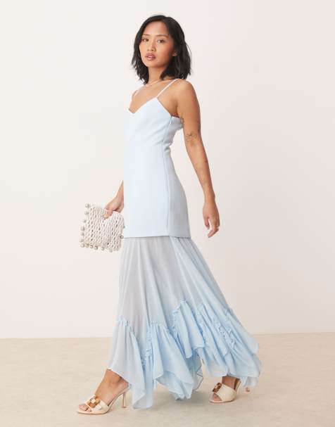 Forever New Petite sheer maxi dress In blue - view 1
