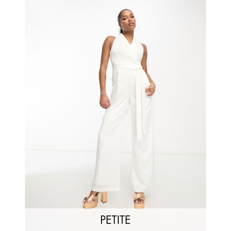 Forever New Petite sleeveless jumpsuit with belt in ivory