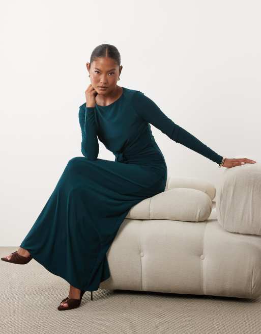 Forever New Petite slinky twist front maxi dress in teal, 2 of 4