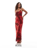 Forever New Petite slip maxi dress in red floral-Blue