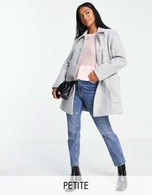 Forever New Petite smart collar pea coat in grey