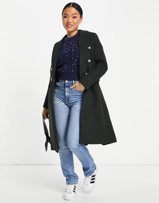 Petite on sale military coat