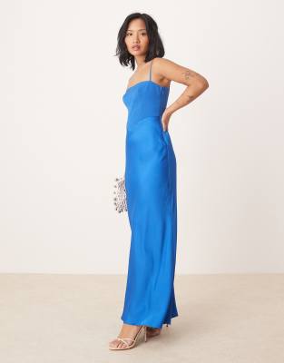 Forever New Petite Forever New Petite square neck corset maxi dress in cobalt-Blue