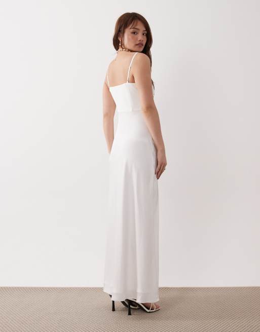 Forever New Petite square neck corset maxi dress in ivory, 4 of 4
