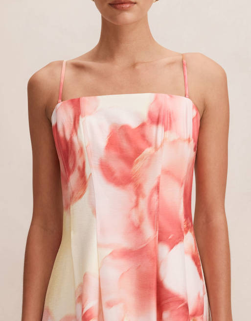 Forever New Petite strapless midaxi dress in pink floral, 3 of 4