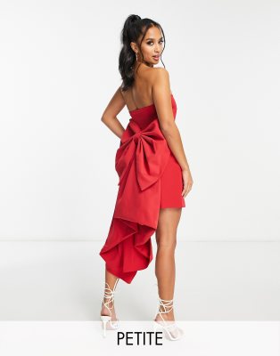 Forever New Petite Forever New Petite strapless trailing bow mini dress in red
