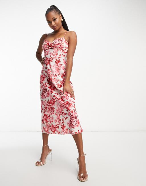 Forever New Petite strappy midi dress in red floral